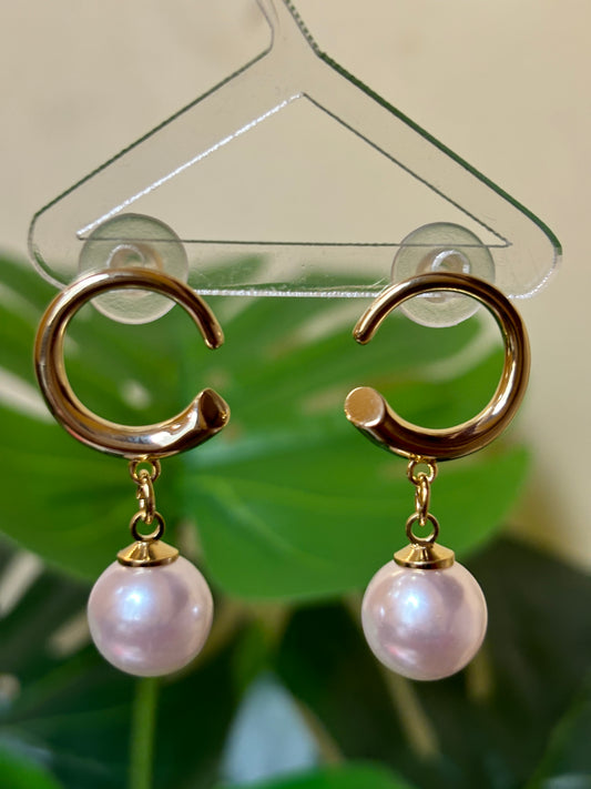 C Hoops with pearl - Anti Tarnish