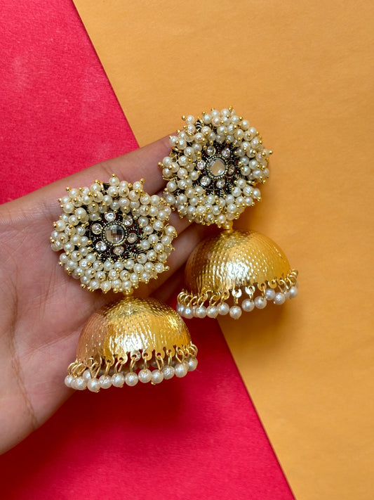 Golden Pearl Jhumke