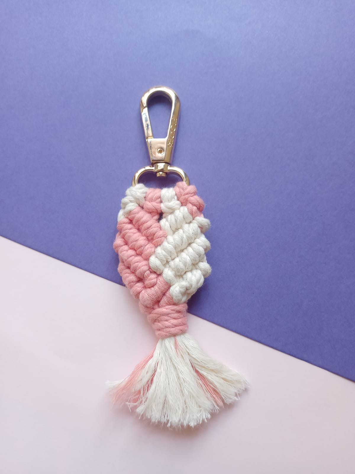 Dual Colour Pink and Cream Key Chain- Small