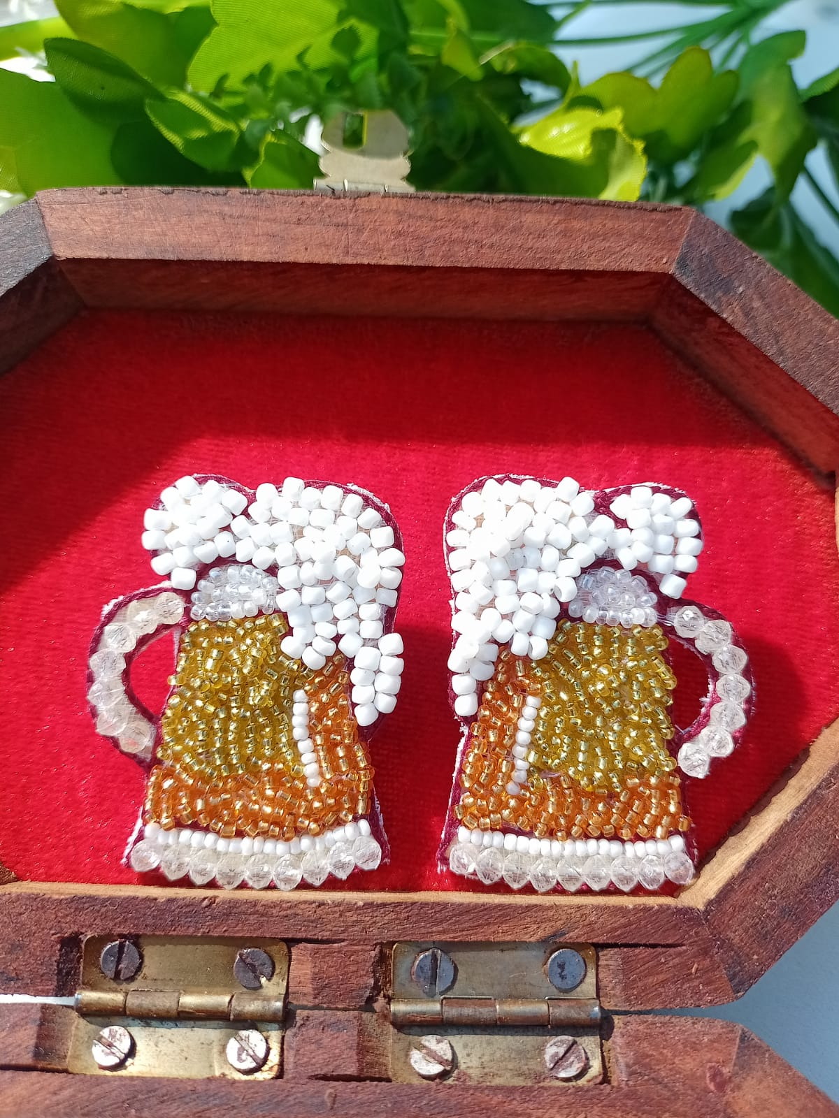 Beer Mug Beaded Earrings