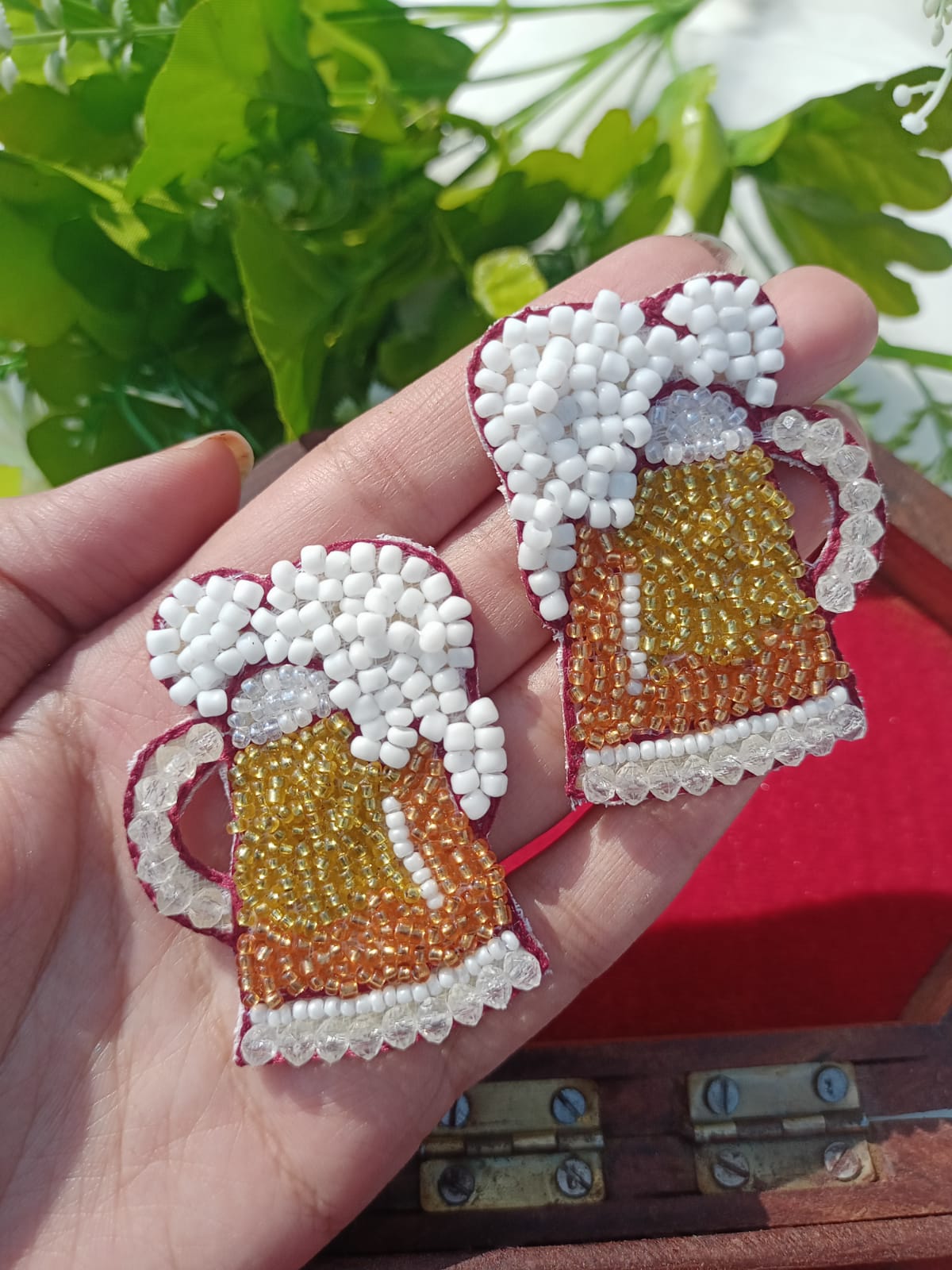 Beer Mug Beaded Earrings