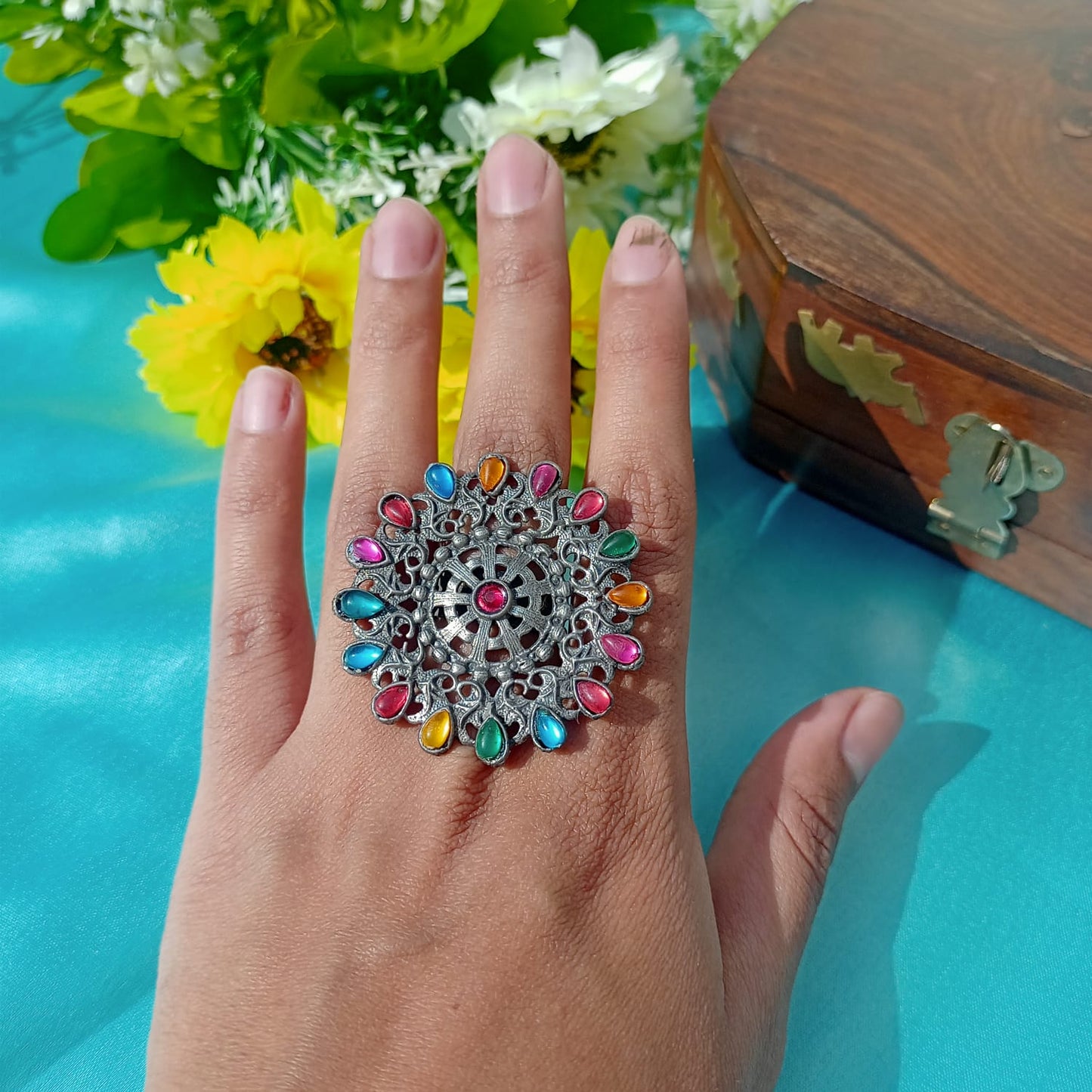 Sukhmani Ring (Multi Stone)